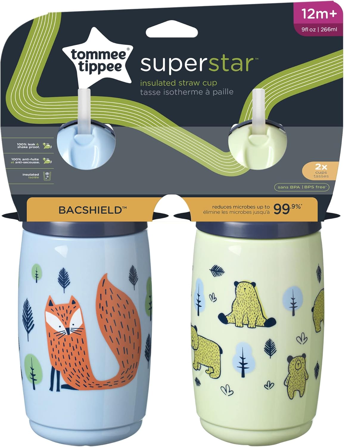 Tommee Tippee Superstar Insulated Straw Cup - Pack of 2