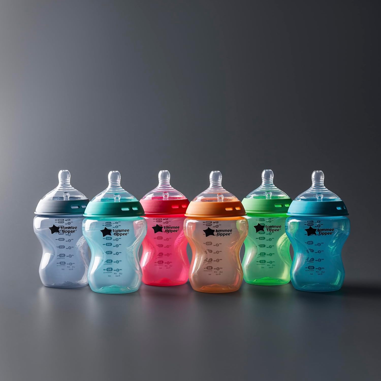 Tommee Tippee Natural Start Anti-Colic Multicoloured Baby Bottles - Pack of 6